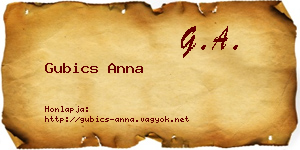 Gubics Anna névjegykártya